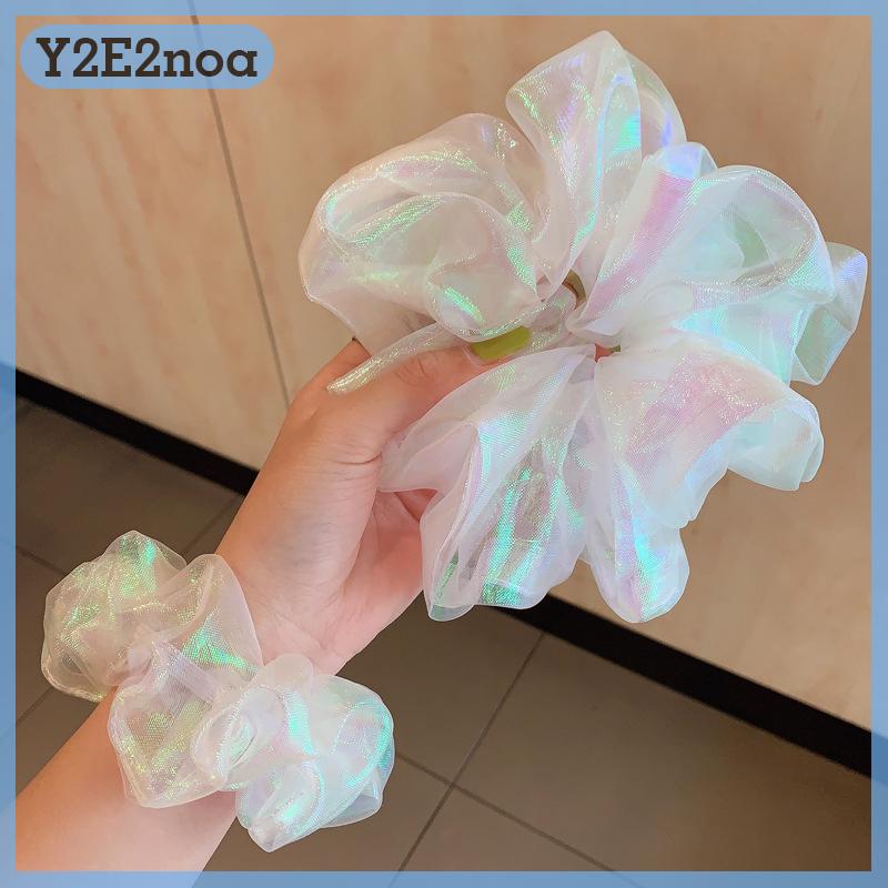 Y2E2noa Organza scrunchies phụ nữ đàn hồi tóc ban nhạc Hàn Quốc thanh lịch ponytail chủ cao su Tie ban nhạc Phụ kiện tóc