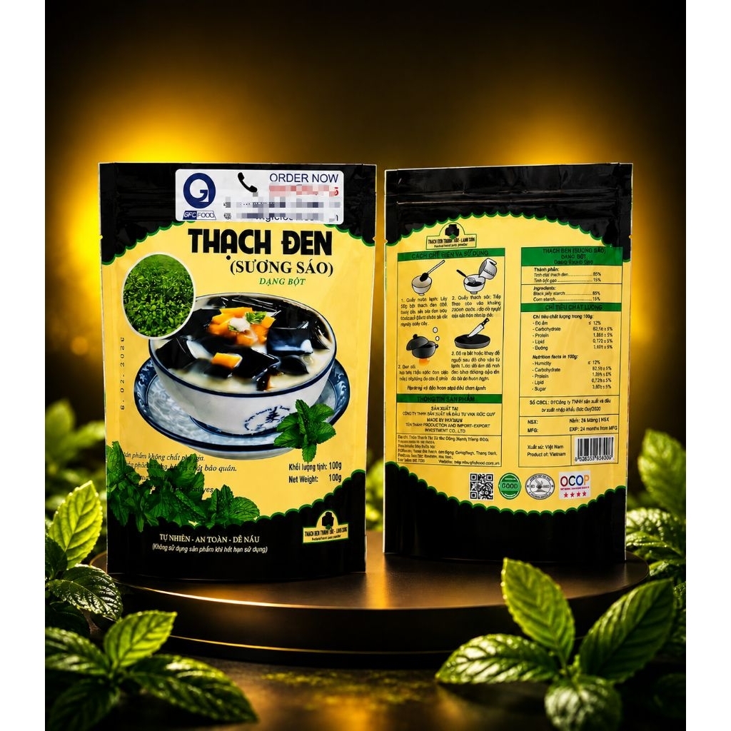 BỘT SƯƠNG SÁO (THẠCH ĐEN) GÓI 100G – ĐẬM VỊ TỰ NHIÊN, DỄ NẤU, MỀM- THƠM- MÁT, TIẾT KIỆM