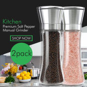 Premium Stainless Steel Salt and Pepper Grinder Set - 2 Pack