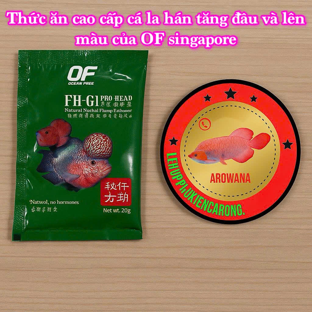Thức ăn cao cấp cá la hán tăng đầu và lên màu của OF singapore - Gói 20g