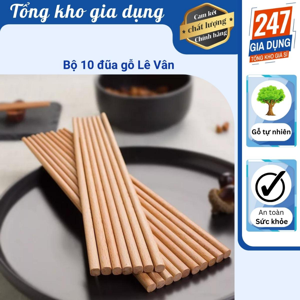 Bộ 10 đũa gỗ lê vân