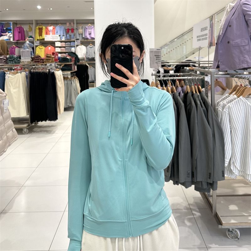 Uniqlo chống tia cực tím nữ mùa hè quần áo chống nắng làm khô nhanh với lưới dây kéo Áo cardigan có 