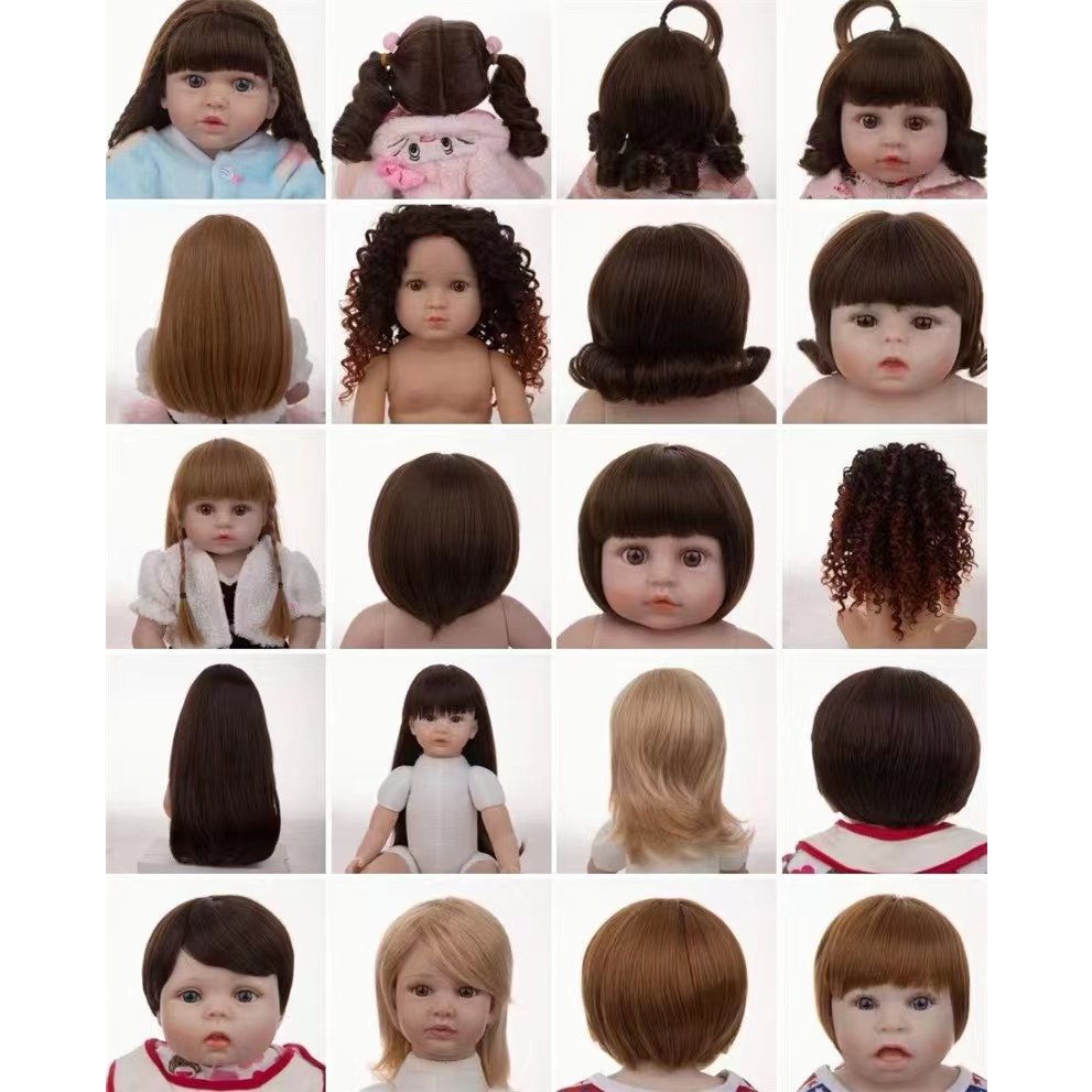 Phụ kiện tóc giả dán dành cho doll 50 cm/20 inch + 55 cm/22 inch vòng đầu 34 cm đến 38 cm