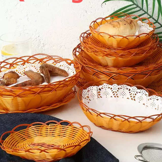 Rổ Nhựa Giả Mây, Đĩa Kiểu Mây Được Làm Thủ Công, Có Nhiều Kích Cỡ Cao Cấp.