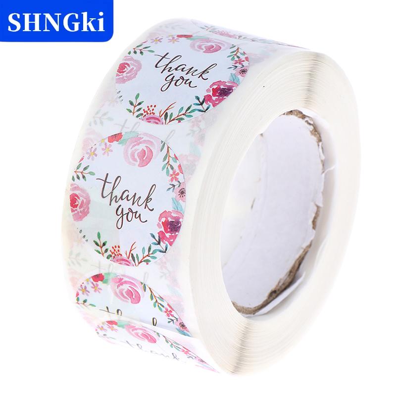 [COD] SHNGki 500 nhãn/cuộn nhãn dán Thank You nhãn dán văn phòng phẩm hoa niêm phong