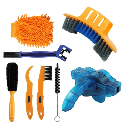 EmmAmy® 8 PCS Bike Chain Cleaner Clean Machine Brushes Cycling Cleaning Kit Bicycle Brush Maintenance Tool