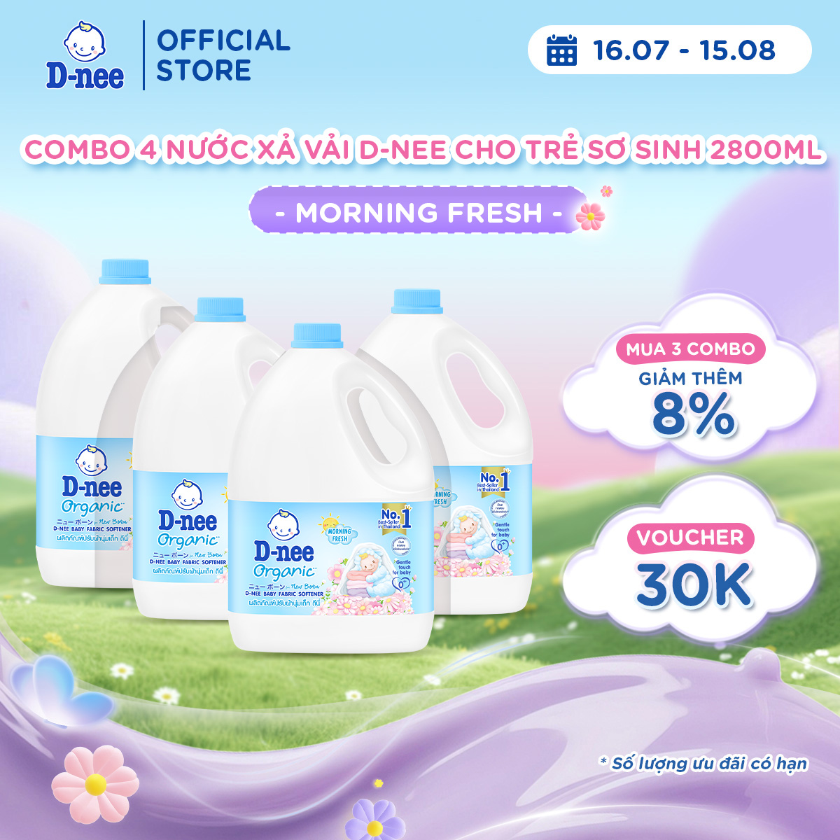 Combo 4 Nước xả vải D-nee 2800 ML. - Morning Fresh