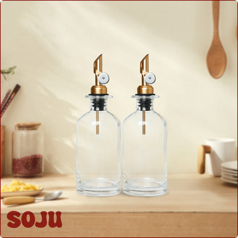 [SOJU] Weighted Stainless Steel Pourers, Auto Flip Olive Oil Dispenser Spout, Balsamic Vinegar Pour Spouts 4Pcs ☆
