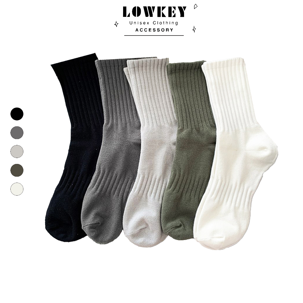 Tất vớ trơn cổ cao nam nữ Hàn Quốc nhiều màu thời trang