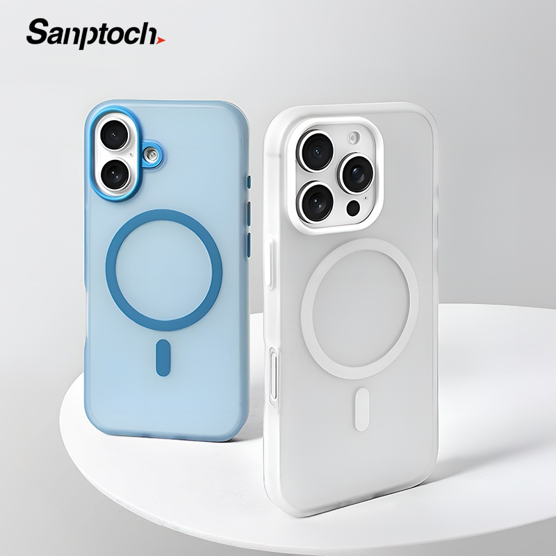  Sanptoch da mờ Thân Thiện Với Mềm vỏ điện thoại Cho iPhone 16 15 14 13 Pro Max Cho Magsafe Chống Dấu Vân Tay Bìa Cho iPhone 16 Pro Max siêu mỏng chống sốc có nam châm Vỏ bảo vệ 