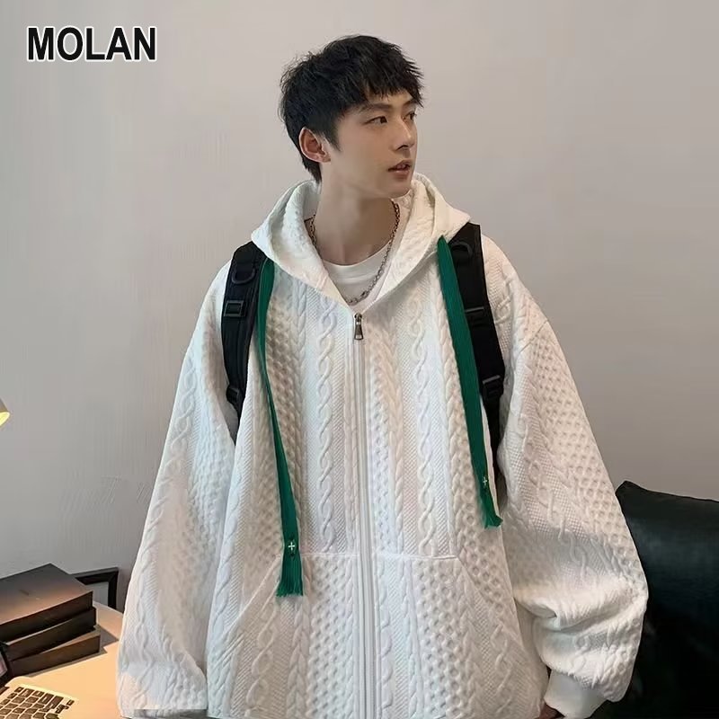 MOLAN Áo khoác hoodie nam Áo khoác nam Áo khoác trùm đầu dáng rộng giản dị đơn giản thời trang áo khoác phong cách cặp đôi