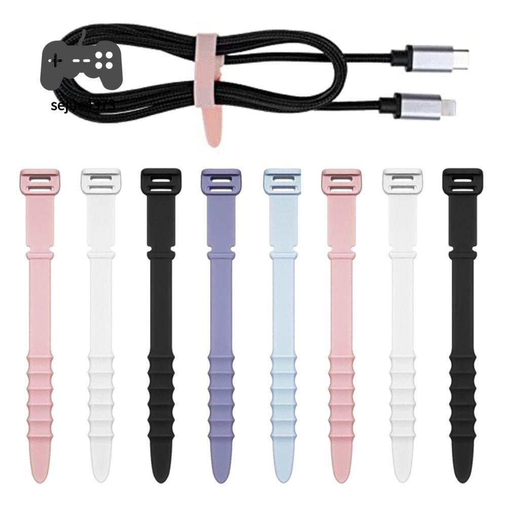 SEJUE4373 Kẹp dây sạc Silicone Kẹp tai nghe Dây giữ dây Cuộn cáp tai nghe Kẹp cố định Sạc điện thoại di động Cáp dữ liệu điện thoại Cuộn cáp dữ liệu Dây buộc cáp Cuộn dây Dụng cụ sắp xếp dây