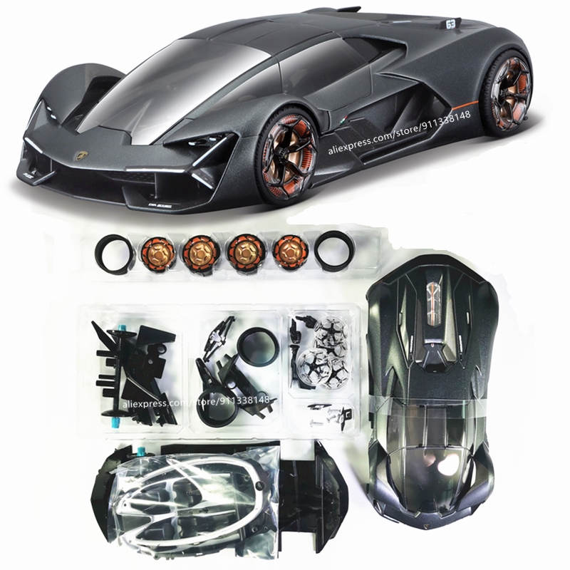 1:24 Lamborghini Terzo Millennio Black Alloy Car Model Simulation Car  Decoration Collection Gift Toy Die Casting Model
