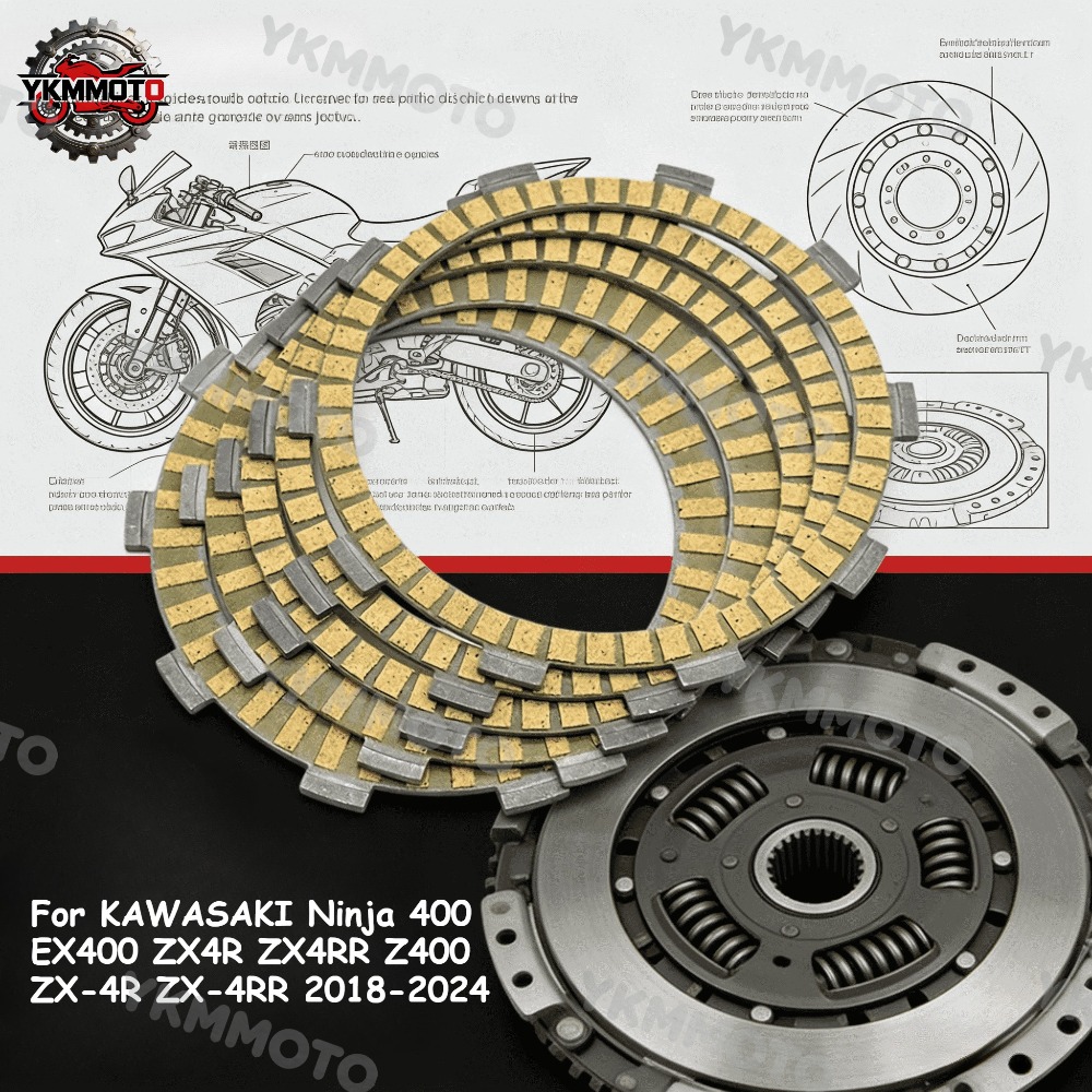 For KAWASAKI Ninja 400 EX400 ZX4R ZX4RR Z400 ZX-4R ZX-4RR 2018-2024 Ninja400 Motorcycle Clutch Friction Disc Plate Kit