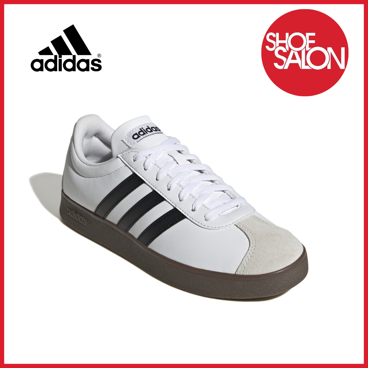 Adidas Women's VL Court Base Shoes in White/Black/Grey