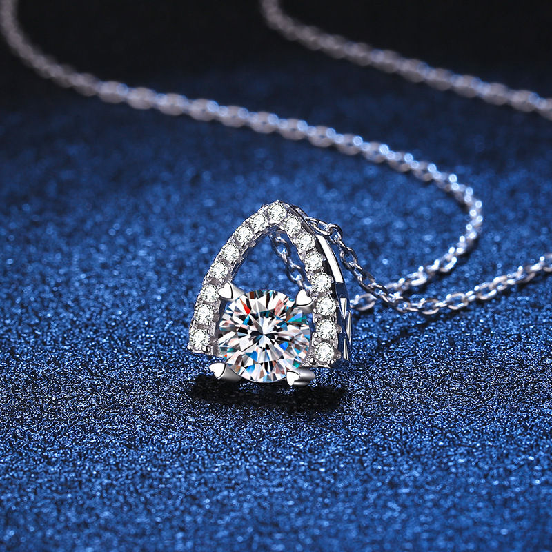ELF TRIBE S925 bạc nguyên chất moissanite Vòng cổ tràn đầy tình yêu tháp sắt mạ pt950 moissanite Vòng cổ kim cương cho phụ nữ