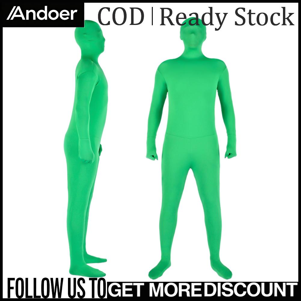 Andoer การถ่ายภาพเต็มตัวชุดสีเขียว Chromakey Unisex ผู้ใหญ่ชุดบอดี้สูทสีเขียวยืดเครื่องแต่งกายสำหรับ Photo Video พิเศษเทศกาลคอสเพลย์ Carnival 180 ซม./71in ความสูง ราคา 976 บาท*ส่งฟรี