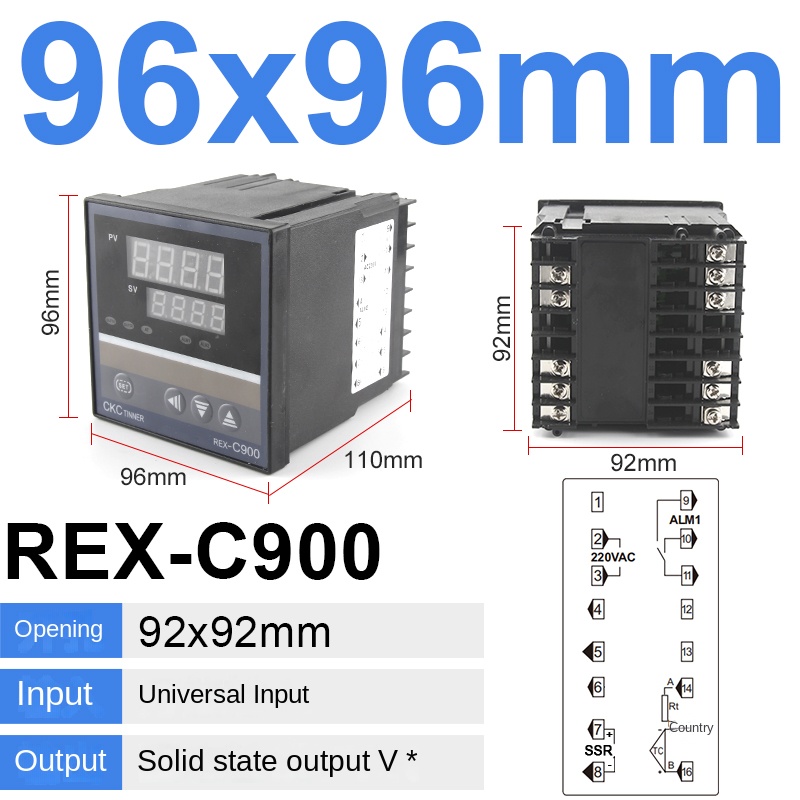 Bộ Điều Khiển Nhiệt Độ REX C900 SSR V * An | Bộ Điều Nhiệt REX-C100/400/700/900, PID 0-1300°C, 4-20mA, SSR/Relay, Đa Màu, Công Nghiệp, IP54, Kèm Bộ Kit