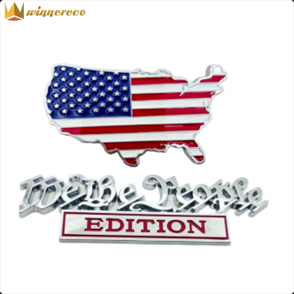 Red Blue Patriot Flag Metal Car Badge Rust Proof Decorative Emblem for Vehicles and Auto Accessories ราคา 151 บาท*ส่งฟรี
