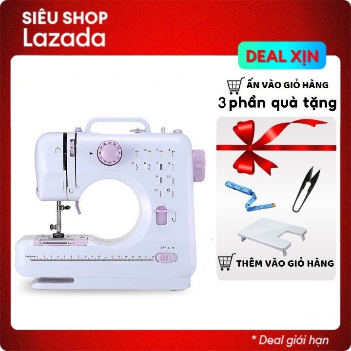 Máy May Mini Gia Đình UFR 705 12 Đường May, Có Vắt Sổ, May Được Vải Thun Kèm Chân Vịt FAMAHA BẢO HÀNH 6 THÁNG
