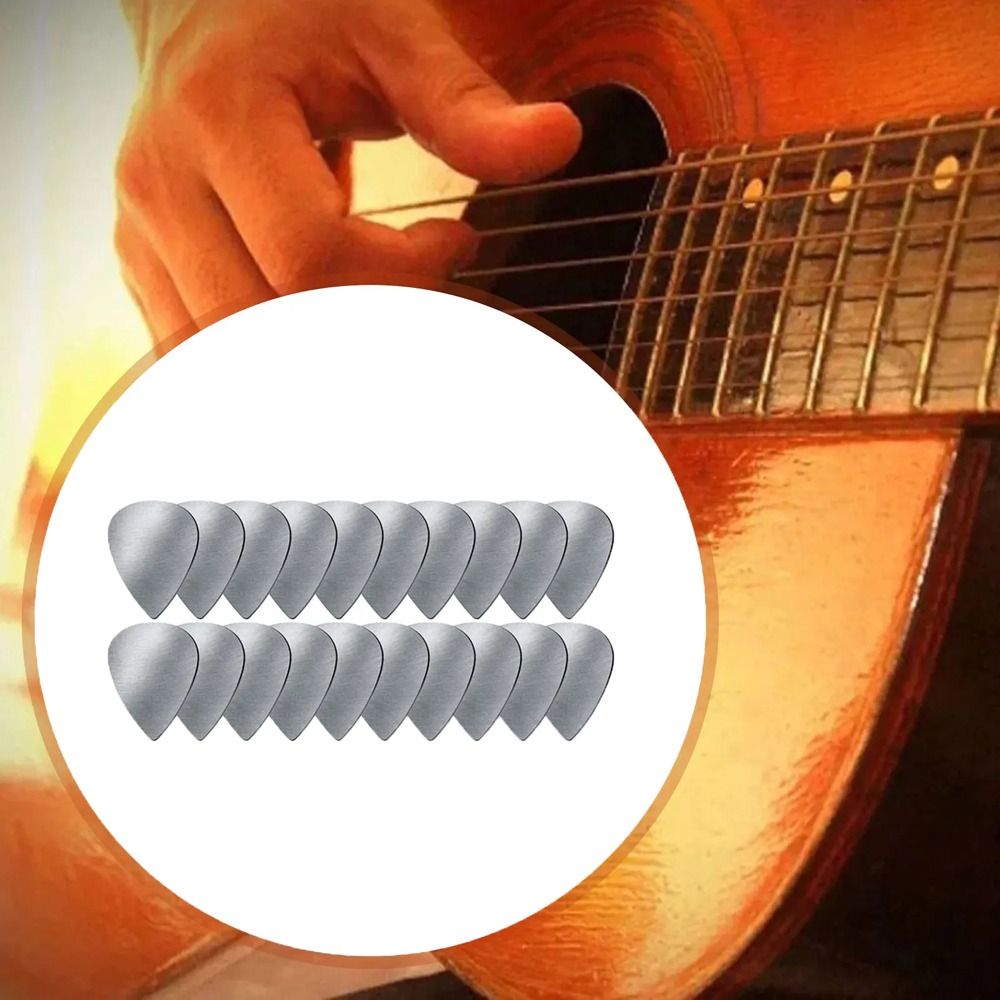 EMERRY 10PCS Máy trung gian Miếng gảy đàn guitar bằng thép không gỉ Tam giác 0.3mm Mảnh đạn ngón tay Phụ kiện đàn guitar Cử chỉ Miếng gảy đàn ghi ta kim loại Guitar Acoustic
