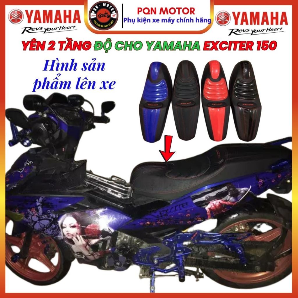 Yên 2 Tầng Exciter 150 – Yên Độ Thể Thao Êm Ái, Lắp Chuẩn Không Chế, Tăng Thẩm Mỹ, Siêu Bền
