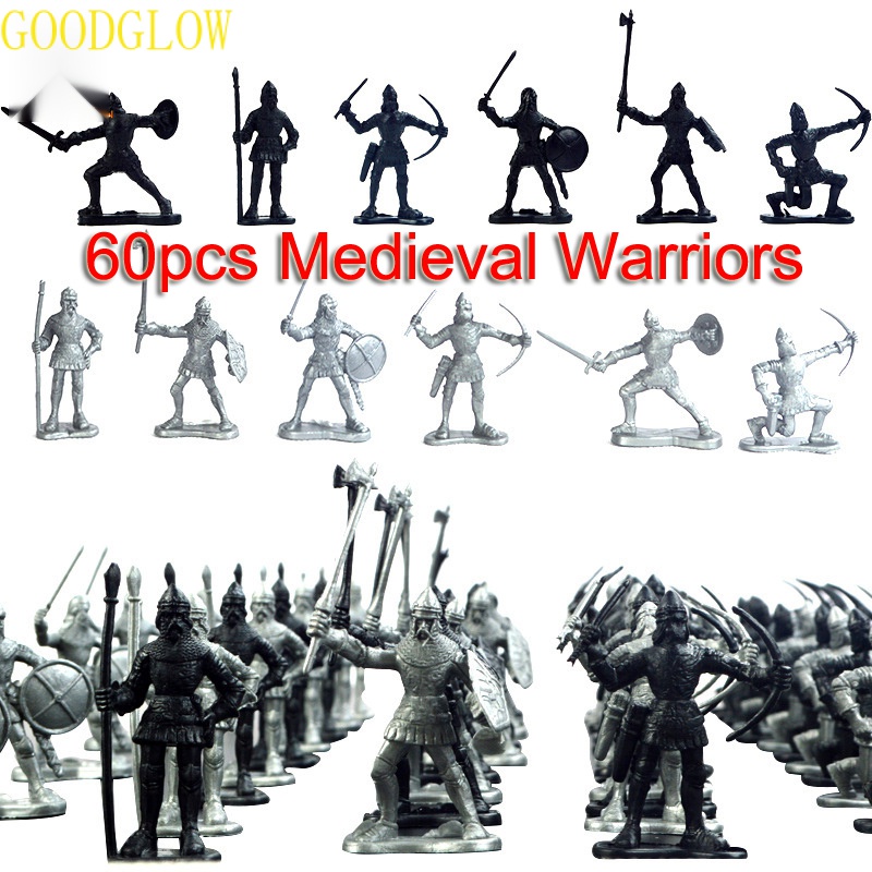 142860pcs Thời Trung Cổ hiệp sĩ chiến binh ngựa mô phỏng cổ binh tĩnh mô