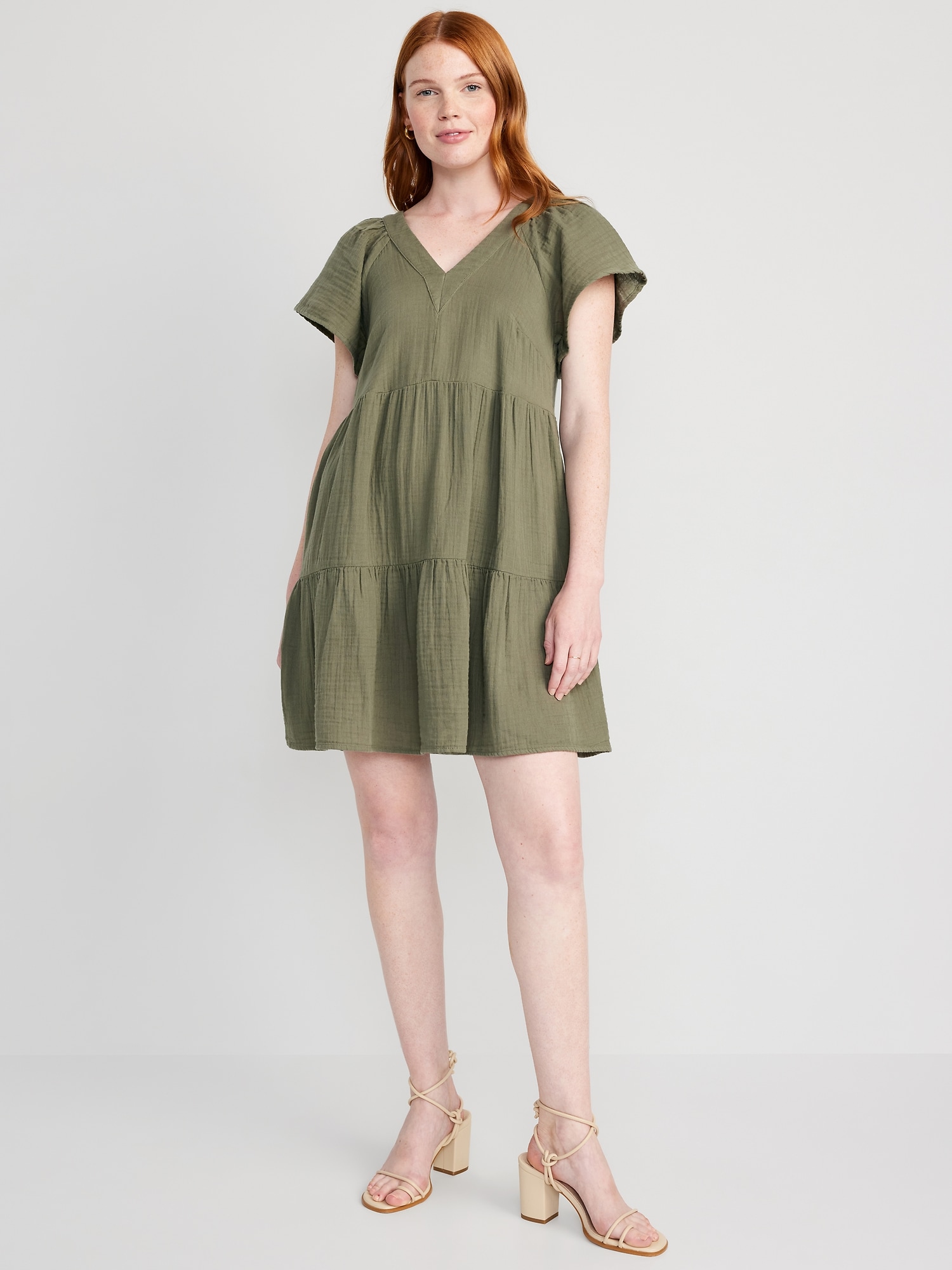 old navy green swing dress Old Navy Women's Short-Sleeve Mini Swing Dress - Green