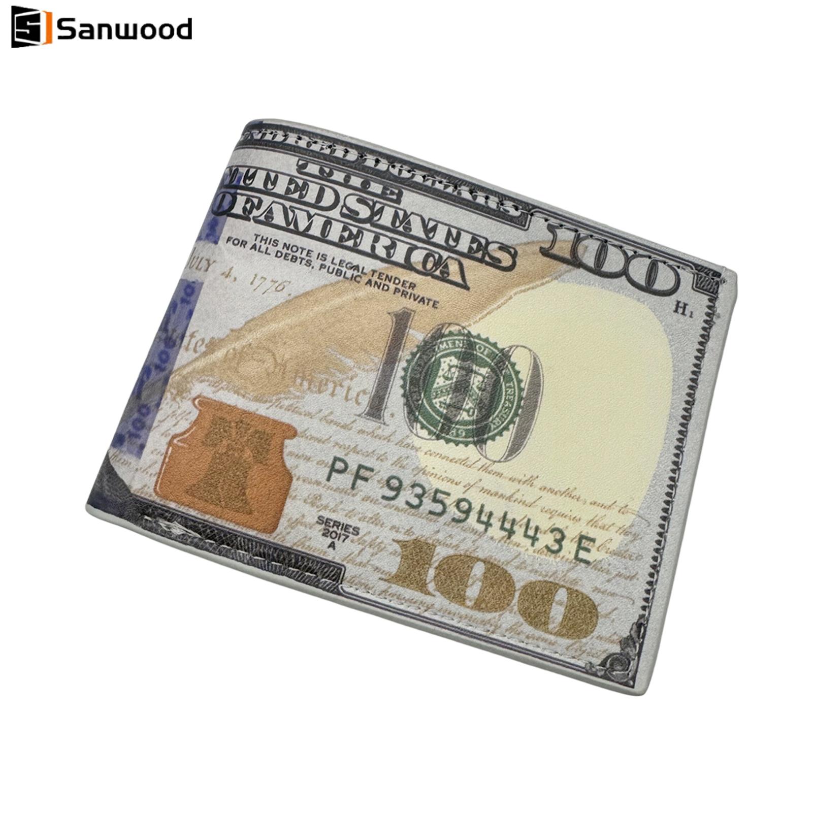 อุปกรณ์ไอทีและแก็ดเจ็ต Sanwood Unique Men Wallet One Hundred Dollar Wallet Men's Us Dollar Bill Design Bifold Wallet Credit Card Cash Holder ของขวัญแปลกใหม่สำหรับพ่อ Boyfriend Pocket Wallet for Men ราคา 118 บาท*ส่งฟรี