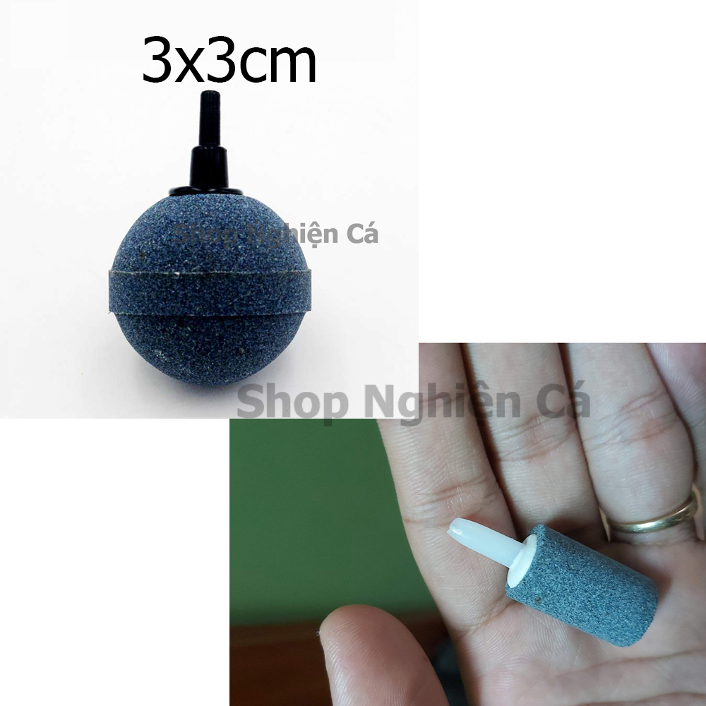 Cục sủi oxy mini hình trụ hình tròn xám đen - đá sủi mịn cho hồ cá cảnh