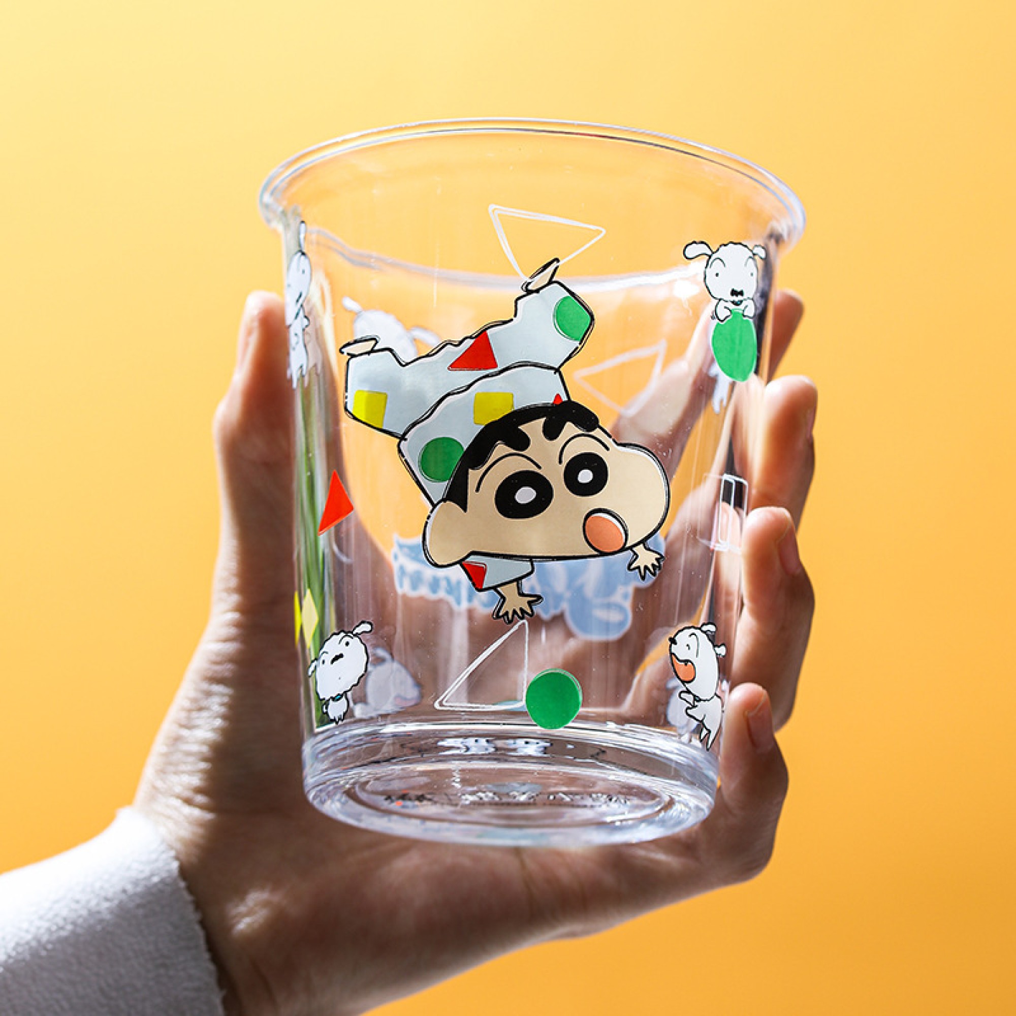 Cốc thủy tinh và cốc uống nước bút chì màu shin-chan phong cách Nhật Bản tường dày chịu nhiệt và lạnh 🔥goya174🔥
