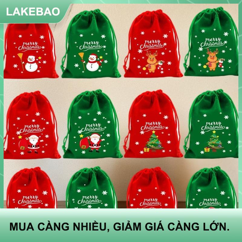 【LAKEBAO】 12 8 chiếc túi nhung giáng sinh túi kẹo dây rút túi bao bì Quà Tặng màu xanh lá cây màu đỏ Túi Đựng Bánh quy dự Tiệc Túi lưu trữ năm mới 2026 năm mới