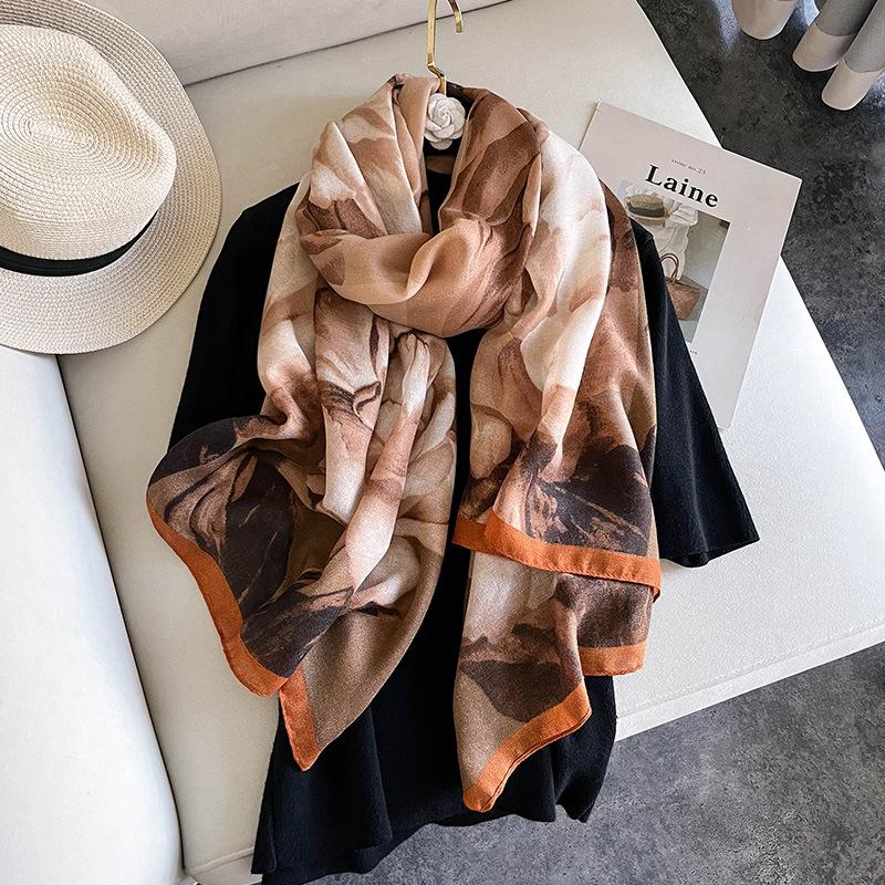 Vải cotton thời trang khăn lanh quàng cổ in thời trang khăn in khăn choàng chống nắng thoáng khí Khăn Choàng Khăn Choàng Khăn Choàng Khăn Choàng Khăn Choàng Khăn Turban YM001-17