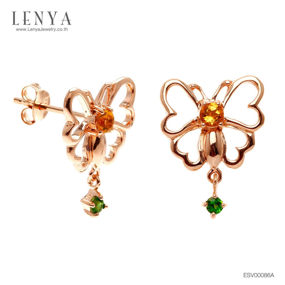 Lenya Chrome Diopside Gemstone Earrings Enhances Creativity, Size 2 Mm, 925 Sterling Silver Body. Plated in Pink Gold ราคา 2,500 บาท*ส่งฟรี