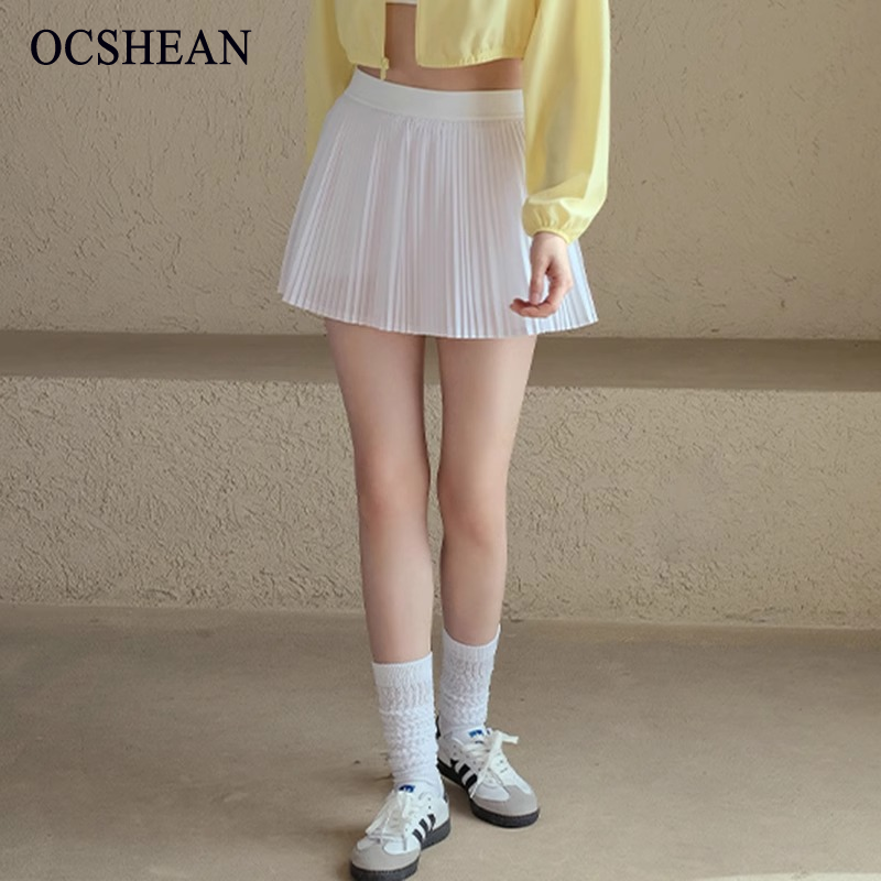 OCSHEAN กระโปรงสั้นสปอร์ตสีขาวชุดผู้หญิงออกแบบกระโปรงโยคะเรียบง่ายแบบใหม่ฤดูร้อนกระโปรงเทนนิสแมทช์ลุคง่าย ราคา 127 บาท*ส่งฟรี