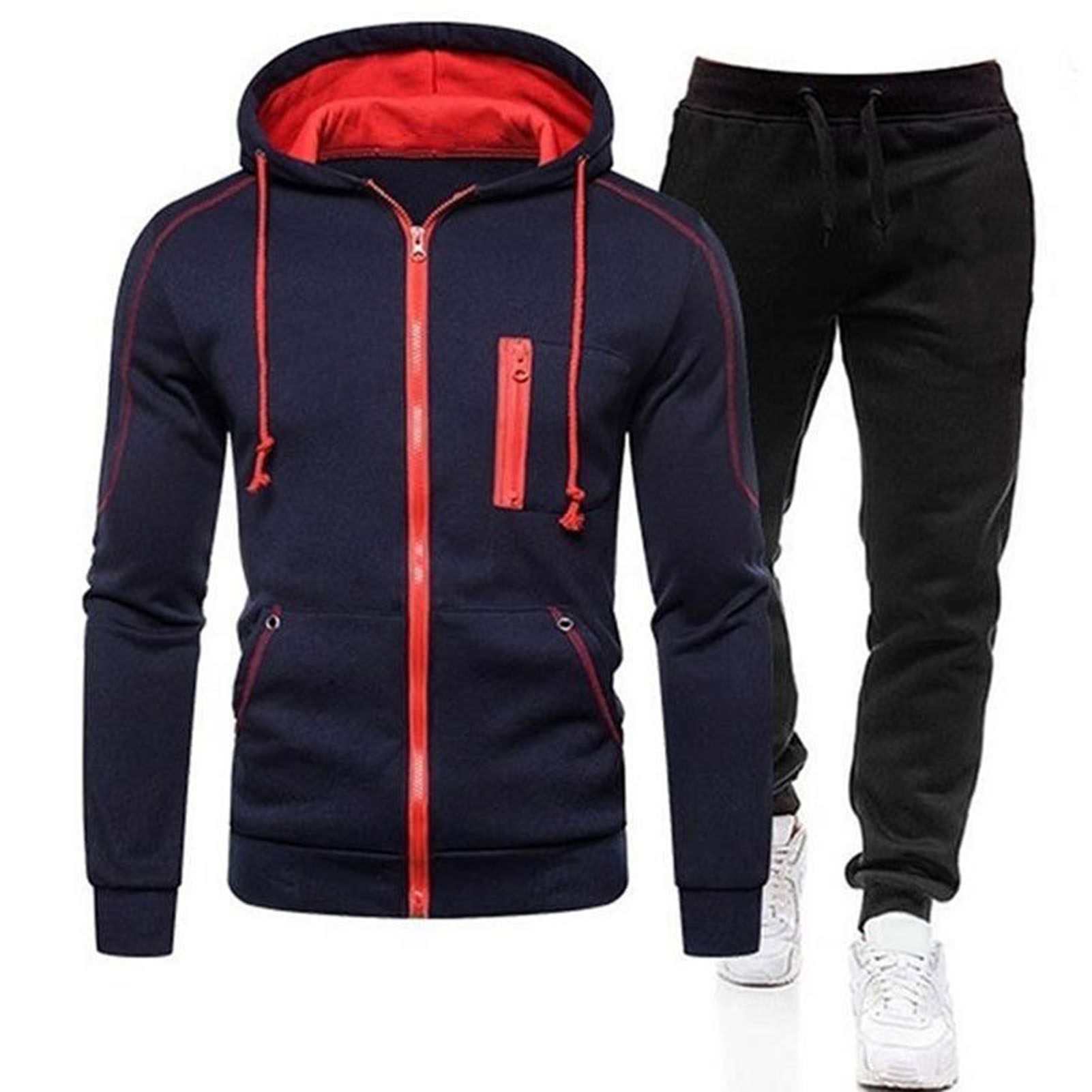 Freedun® Men Coat Pants Set Autumn Sports Suit Men's Casual Sportswear Set Hooded Sweatshirt Coat Jogger Pants Streetwear for Autumn/winter