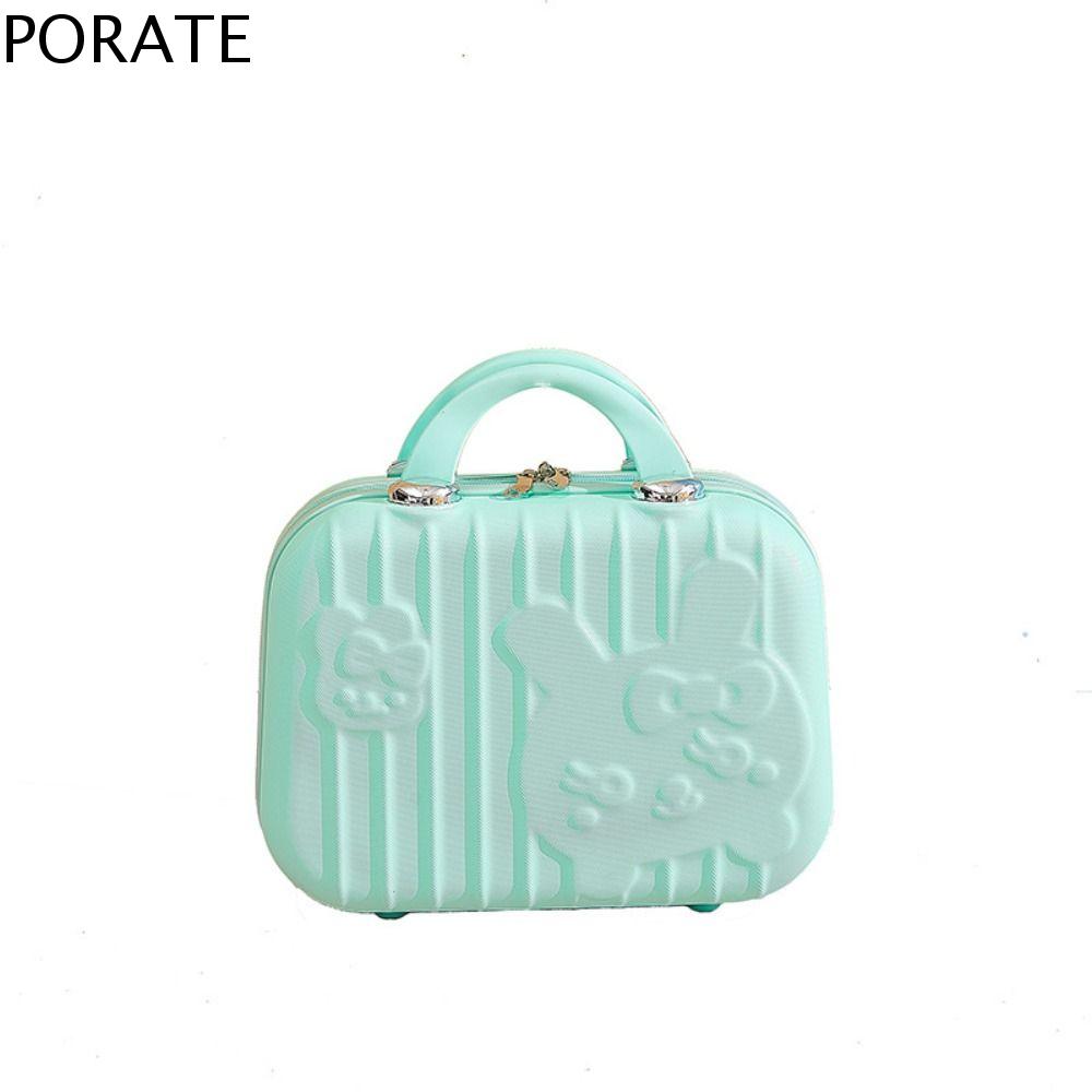 PORATE Thỏ Vali xách tay Mini Hoạt hình Hộp trang điểm nhỏ 14-inch ABS Hành lý nhỏ Nữ