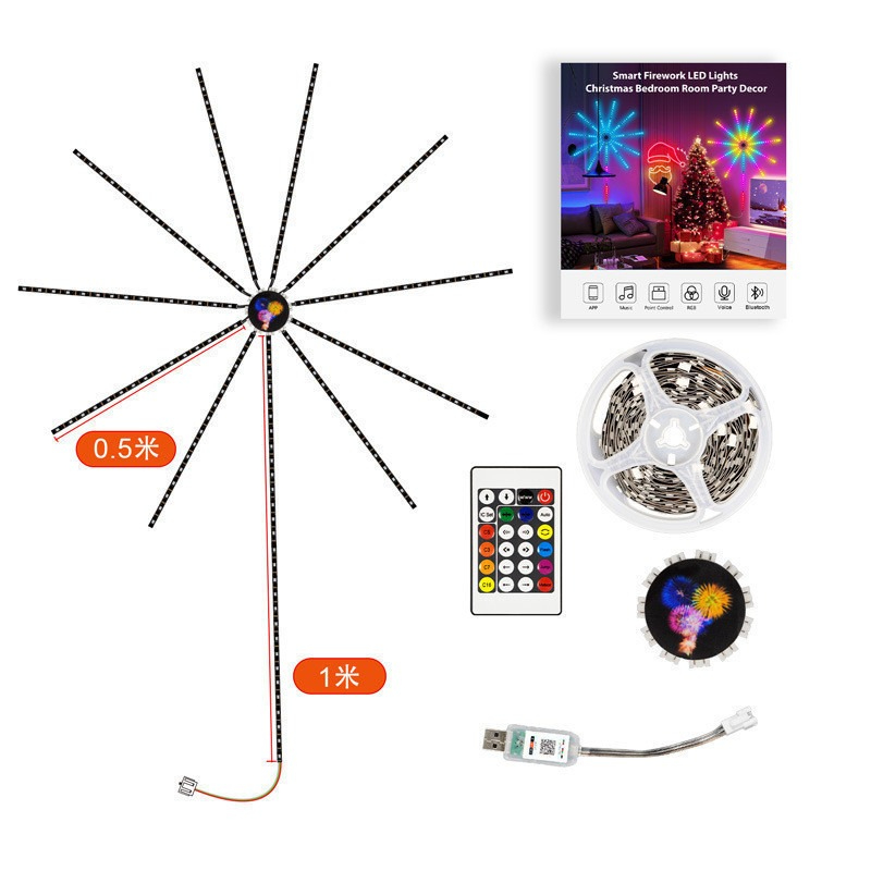 Lampu Strip Led Kembang Api / Lampu Led Strip Lampu LED berwarna-warni dengan kontrol musik efek air terjun dan efek kembang api penuh warna Interaksi Musik / Kontrol Otomatis Fungsi Lengkap