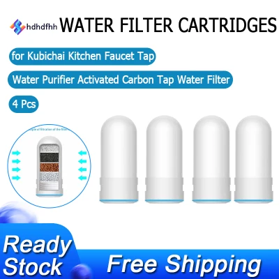 4Pcs Water Filter Cartridges for Kubichai Kitchen Faucet Tap Water Purifier Activated Carbon Tap Water Filter