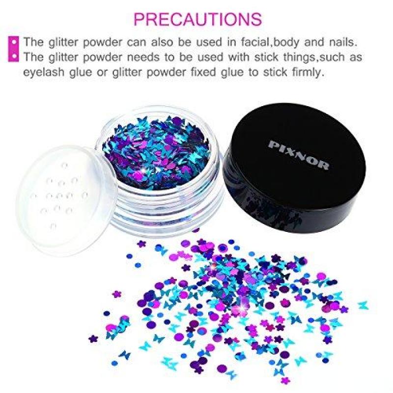 Buy PIXNOR Holographic Chunky Body Glitter 4 Colors Cosmetic Glitters with 2pcs Long Lasting Fix Gel for Festival face,Makeup,Body,Hair,Nail and Other Occasions Decoration Singapore