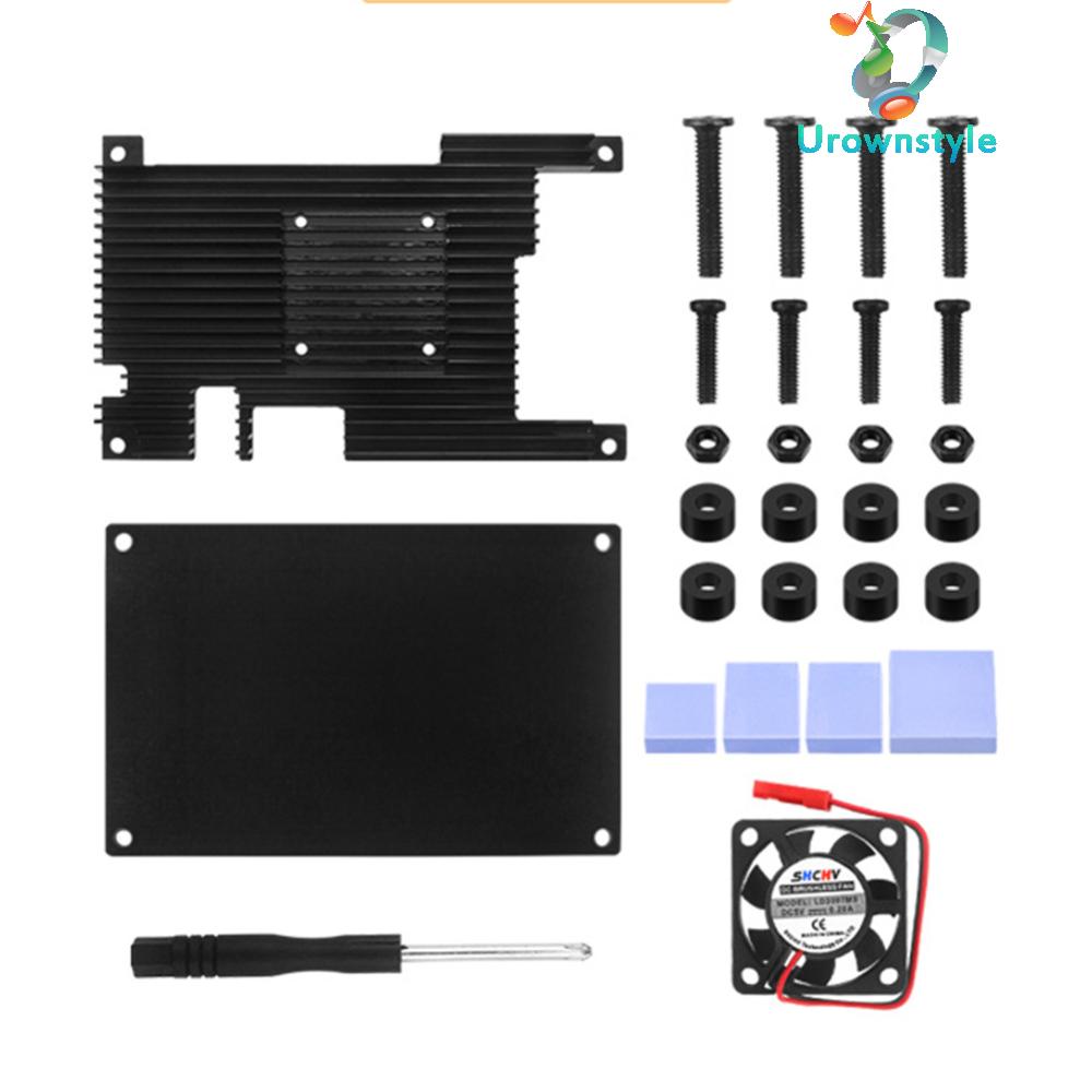 Aluminum Alloy CPU Heat Sink Enclosure Case with Fan CPU Heat Sink Protective Cover Replacement Equipment Accessories for Orange Pi 5