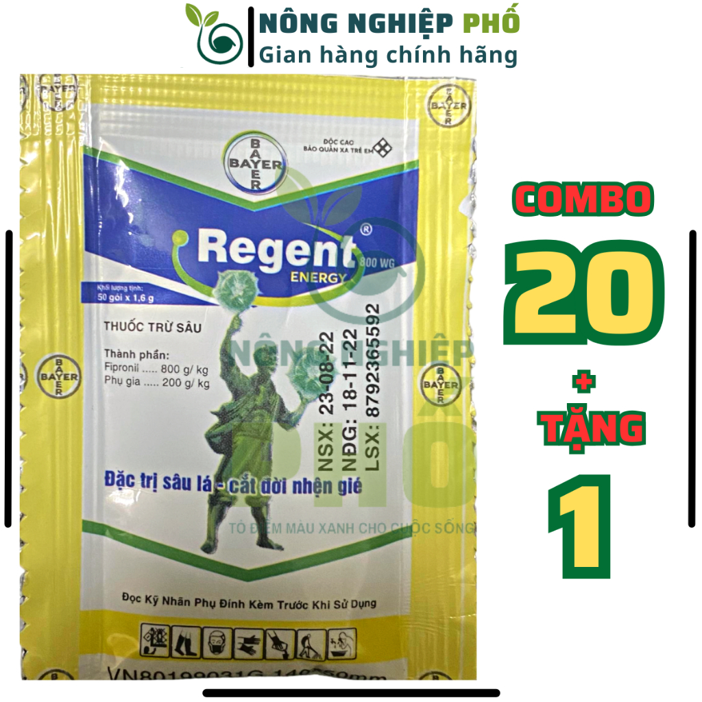 Combo 20 tặng kèm 1 gói chế phẩm diệt kiến, gián, mỗi Fipronil Multiagro hiệu Regent 800wg, chế phẩm