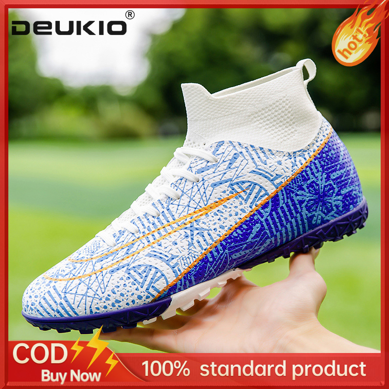 DEUKIO Soccer Boots Men's High Top Long Broken Nails Student Children Boys Professional Training Soccer Boots ราคา 625 บาท*ส่งฟรี