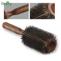 Dolity Boar Bristle Hair Brush Large Roller Wooden Handle Wind Comb for Detangling Straightening Hairdressing Hair Stylish Men Women