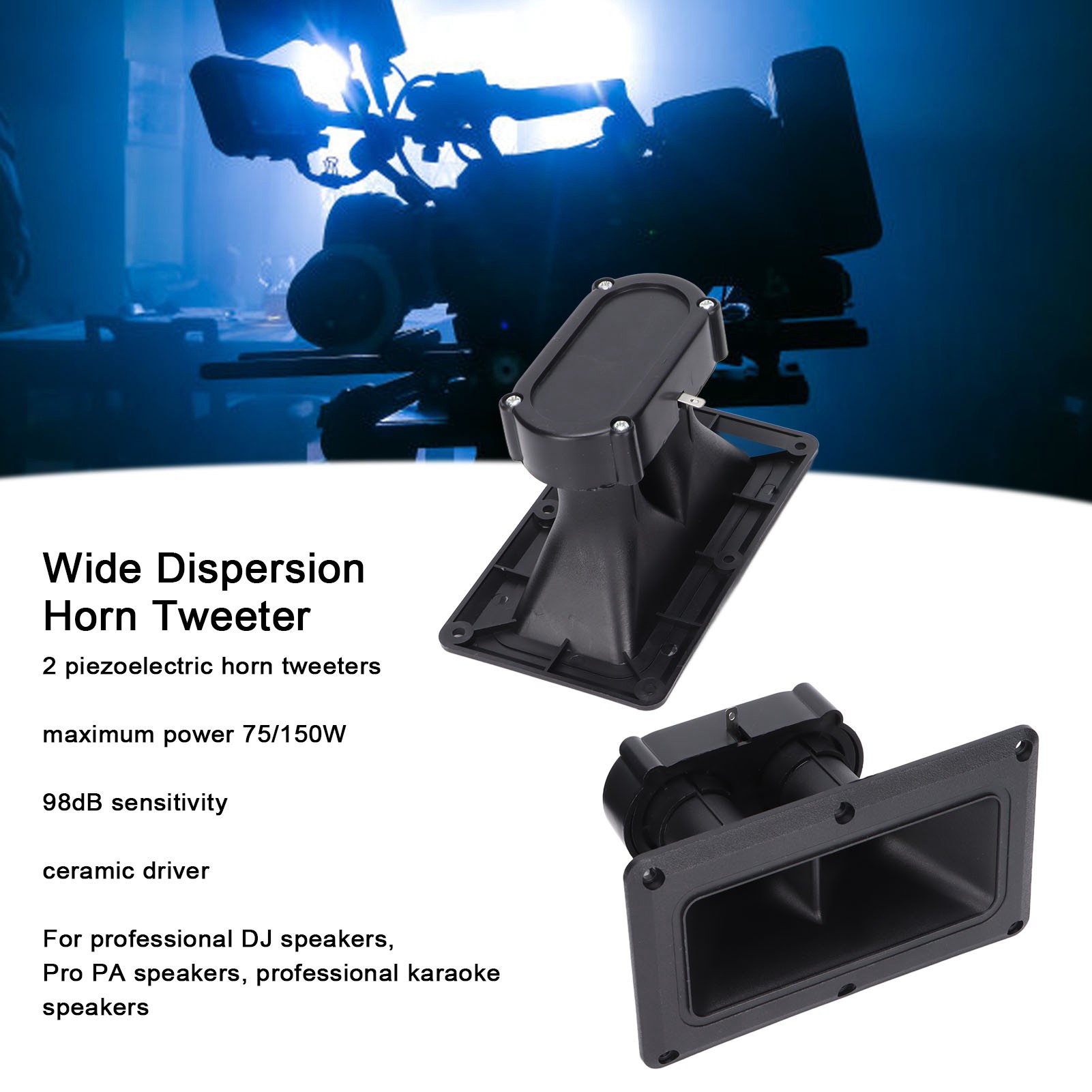 Wide Dispersion Horn Tweeter Dual Drive Ceramic High Sensitivity Piezoelectric for Professional Audio Applications