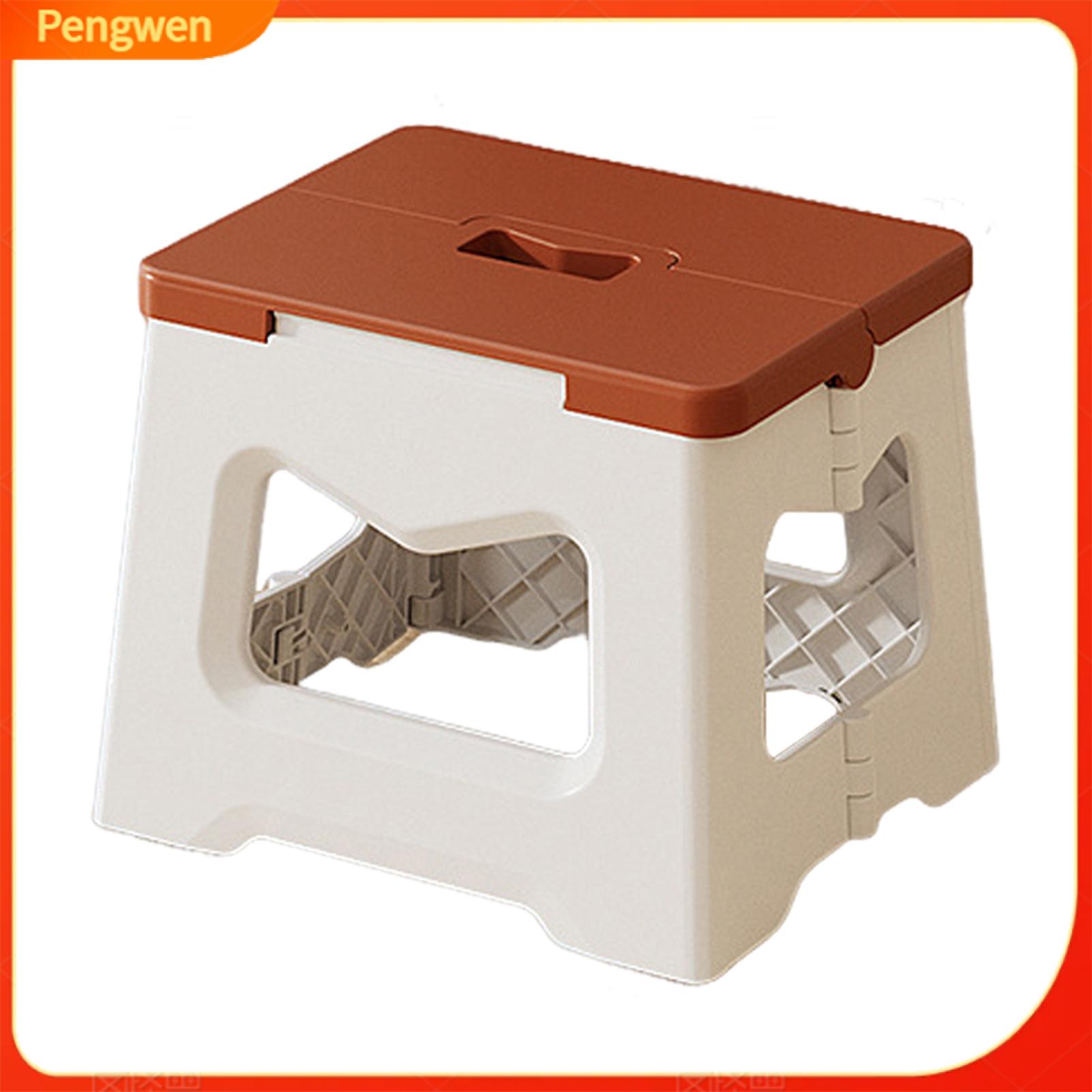 Pengwen Multifunctional Step Stool Folding Bench for Toddlers Portable Folding Stool with Handle – Multifunctional Plastic Footstool Seat Cushion for Toddlers Seniors Lightweight and Durable for Indoor - 2