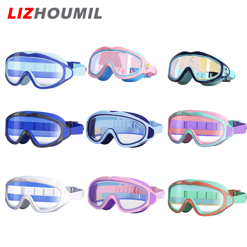 LIZHOUMIL Kids Swimming Goggles Wide Vision Anti-Fog Pool Glasses Adjustable Strap Children Outdoor Sports Diving Eyewear ราคา 138 บาท*ส่งฟรี