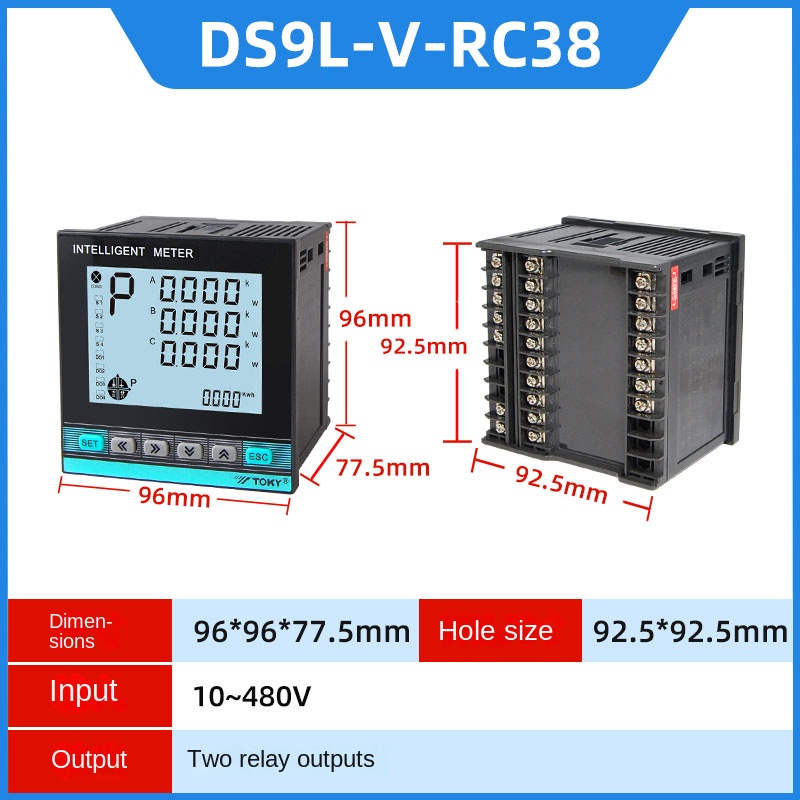 Đồng Hồ Đo Điện 3 Pha DS7L/DS9L-W-RC38/A30 - TOKY | Đo Điện Áp, Dòng Điện, Công Suất, Kết Qủa Đo Chính Xác - DS9L-V-RC38