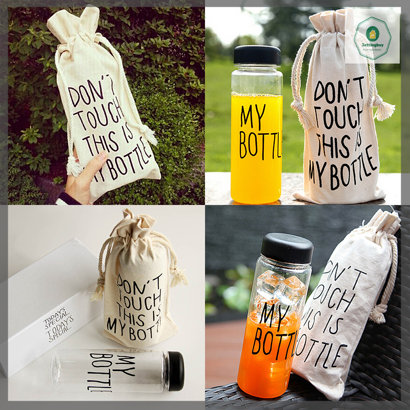 [Jettingbuy] Túi Bình nước du lịch 500ml mới trong suốt chai của tôi thể thao nước ép trái cây cốc nước Túi xách tay