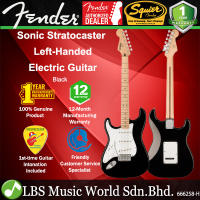 Squier By Fender Sonic Stratocaster Left Handed Electric Guitar With Ceramic Single Coil Pickup and Maple Fretboard - Black